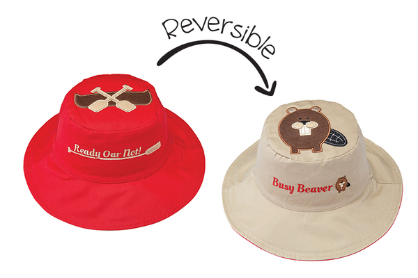 Reversible Baby & Kids Sun Hat - Canoe & Beaver