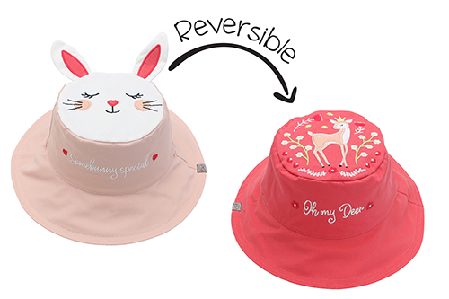 Reversible Baby & Kids Sun Hat - Bunny & Deer