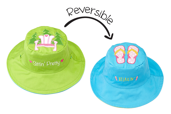 Reversible Baby & Kids Sun Hat - Muskoka Chair & Flip Flops