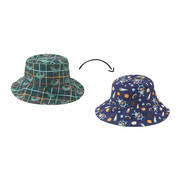 NEW! FJKxZOO - Reversible Baby & Kids Patterned Sun Hat - Space Monkey | Alligator