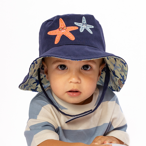 Reversible Baby/Kids Mixed Sun Hat - Starfish