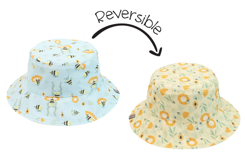 Reversible Baby & Kids Patterned Sun Hat - Bees