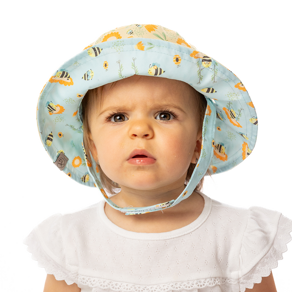 Reversible Baby & Kids Patterned Sun Hat - Bees
