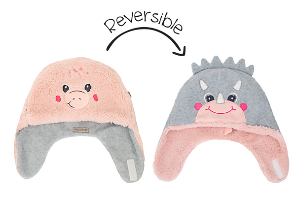 Kids & Baby Reversible Sherpa Hat - Dino Pink