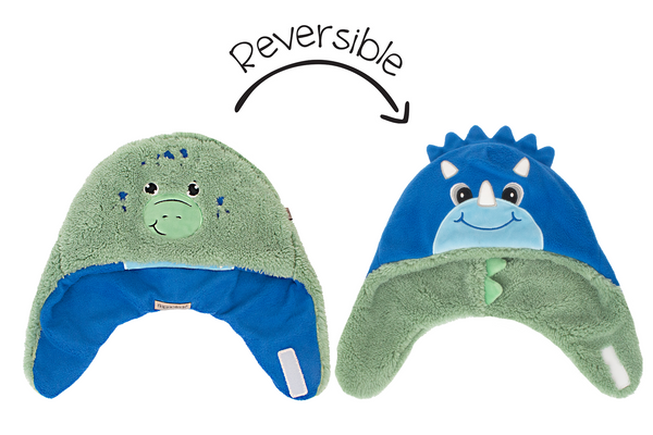 Kids & Baby Reversible Sherpa Hat - Dino Green