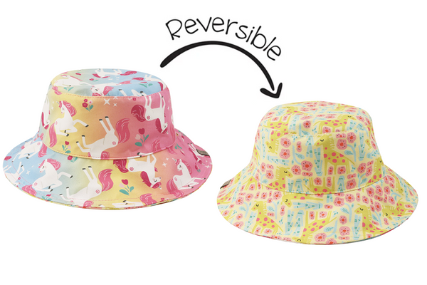 NEW! FJKxZOO - Reversible Baby & Kids Patterned Sun Hat - Unicorn | Giraffe
