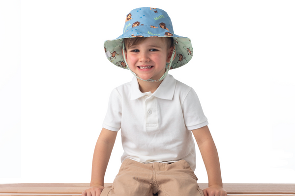 Reversible Baby & Kids Patterned Sun Hat - Lion | Monkey