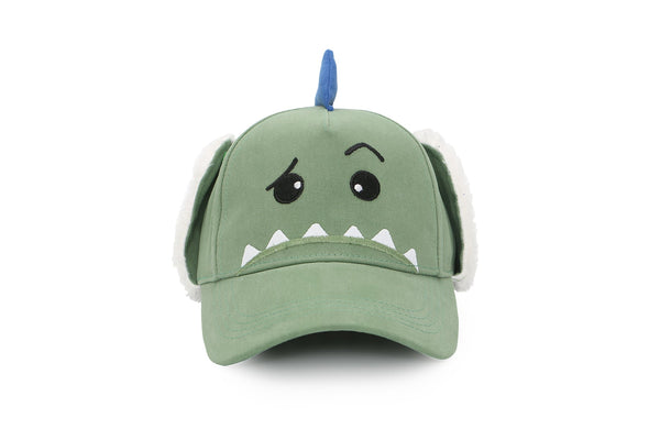 Kids 3D Winter Cap with Ear Flaps - Dinosaur