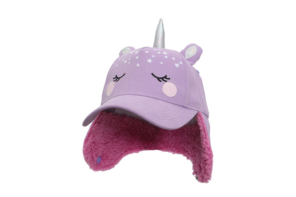 Kids 3D Winter Cap with Ear Flaps - Unicorn