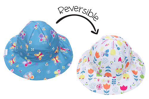 Reversible Baby & Kids Patterned Sun Hat - Butterfly | Floral