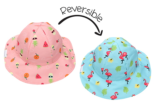 Reversible Baby & Kids Patterned Sun Hat - Flamingo | Fruit