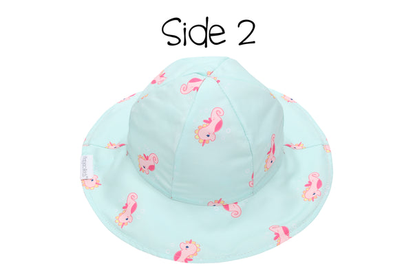 Reversible Baby & Kids Patterned Sun Hat - Mermaid | Seahorse