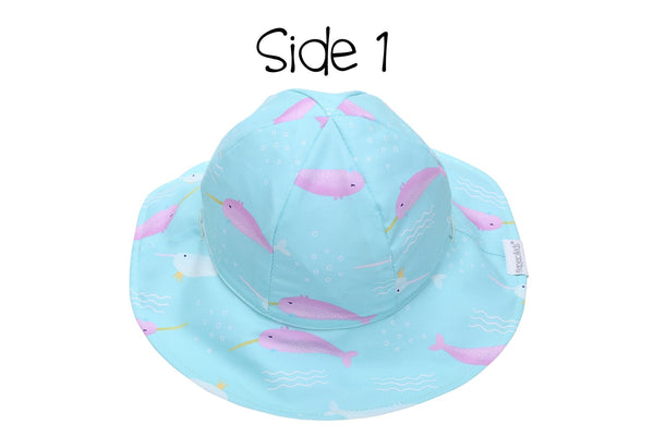Reversible Baby & Kids Patterned Sun Hat - Narwhal | Starfish