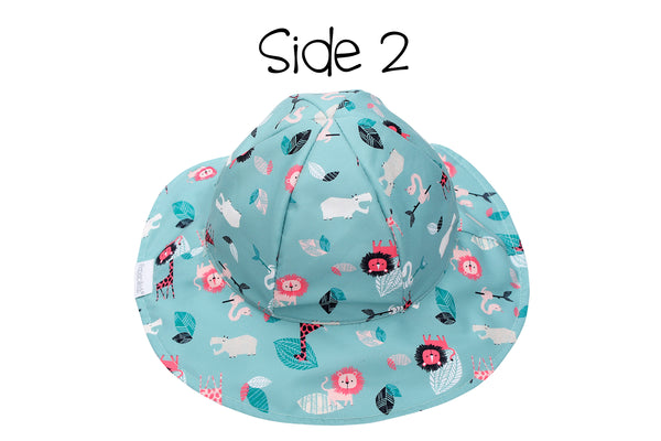 Reversible Baby & Kids Patterned Sun Hat - Pink Zoo