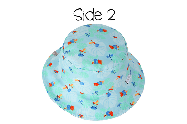 Reversible Baby & Kids Patterned Sun Hat - Blue Chameleon | Tropical