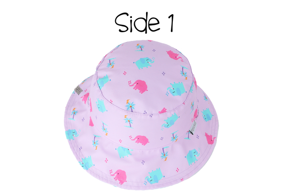 Reversible Baby & Kids Patterned Sun Hat - Hippo | Elephant