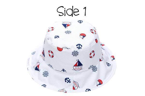 Reversible Baby & Kids Patterned Sun Hat - Nautical