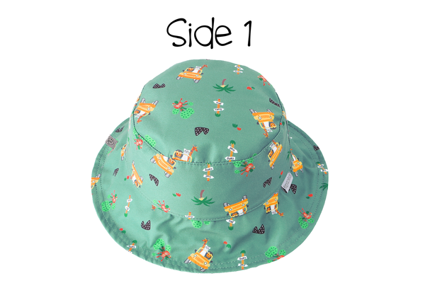 Reversible Baby & Kids Patterned Sun Hat - Safari | Monkey