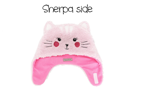 Kids & Baby Reversible Sherpa Hat - Cat & Superhero