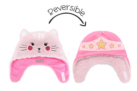 Kids & Baby Reversible Sherpa Hat - Cat & Superhero
