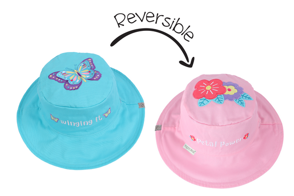 Reversible Baby & Kids Sun Hat - Butterfly & Flower