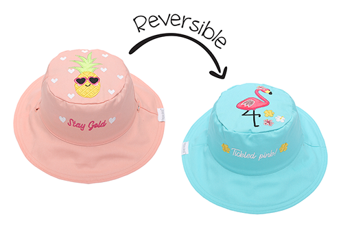 Reversible Baby & Kids Sun Hat - Flamingo & Pineapple