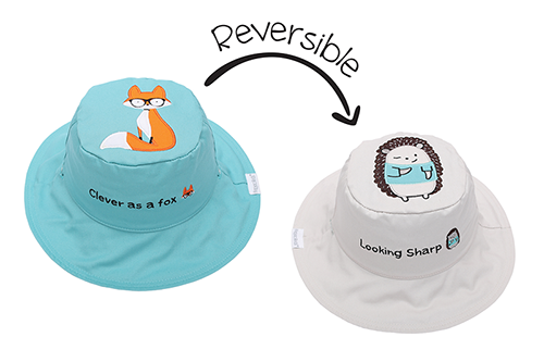 Reversible Baby & Kids Sun Hat - Fox & Hedgehog