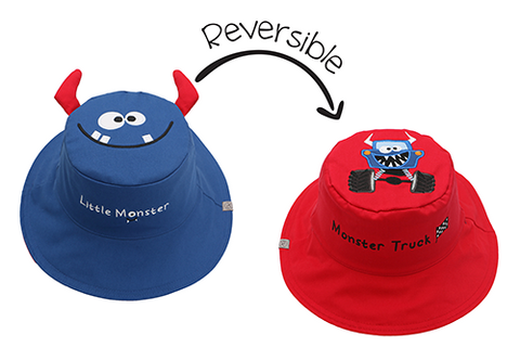 Reversible Baby & Kids Sun Hat - Monster Car