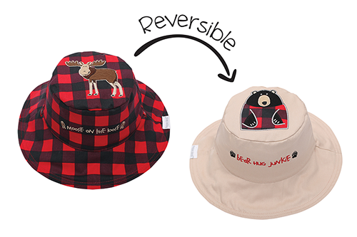 Reversible Baby & Kids Sun Hat - Moose & Black Bear