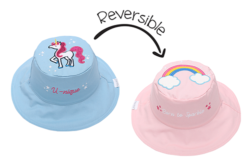 Reversible Baby & Kids Sun Hat - Rainbow & Unicorn