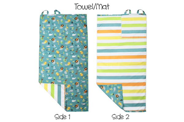 Kids Towel Backpack  - Green Zoo