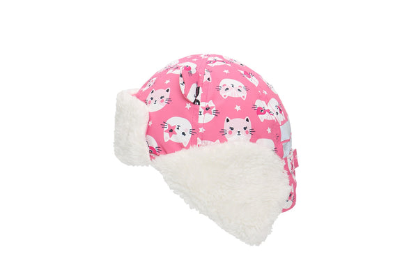 Kids & Baby Water Repellent Trapper Hat - Cat (Pink)