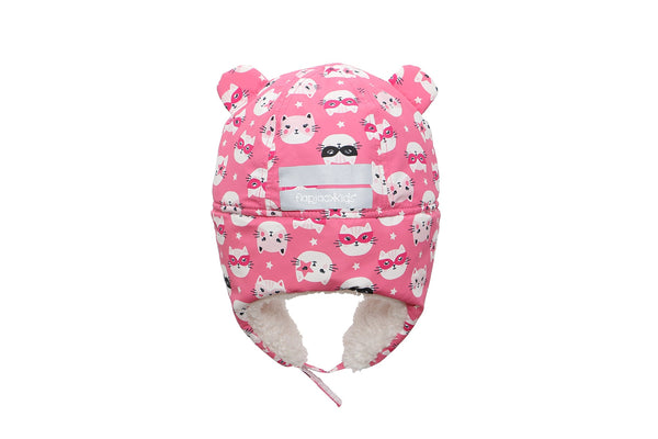 Kids & Baby Water Repellent Trapper Hat - Cat (Pink)