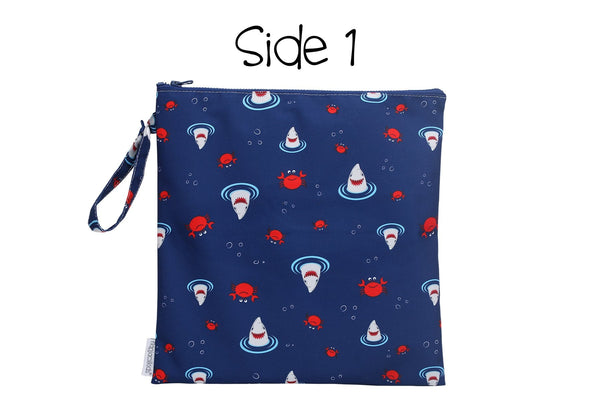 Kids 2-Sided Wet Bag - Shark & Crab | Nautical