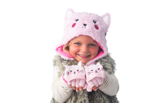 Kids & Baby Reversible Sherpa Hat - Cat & Superhero