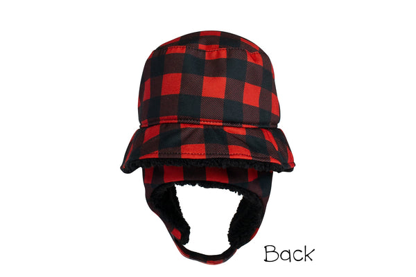 Winter Bucket Hat - Red Buffalo Check